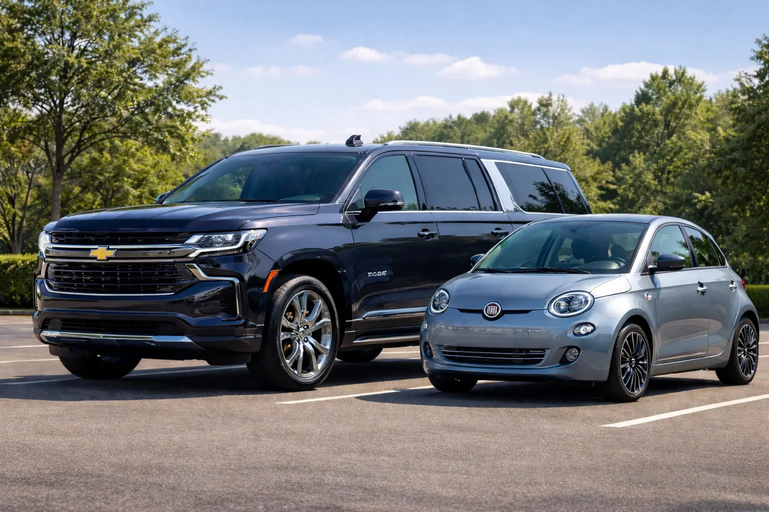Chevrolet Suburban vs Fiat 500e technical comparison