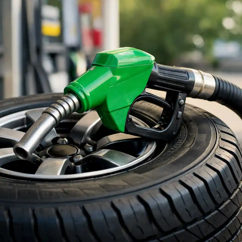 Fuel efficiency gauge showing maximum savings