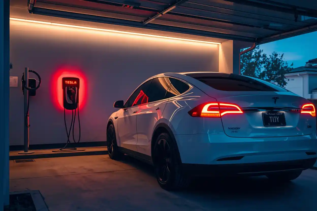 Electric vehicle charging station with financial charts overlay