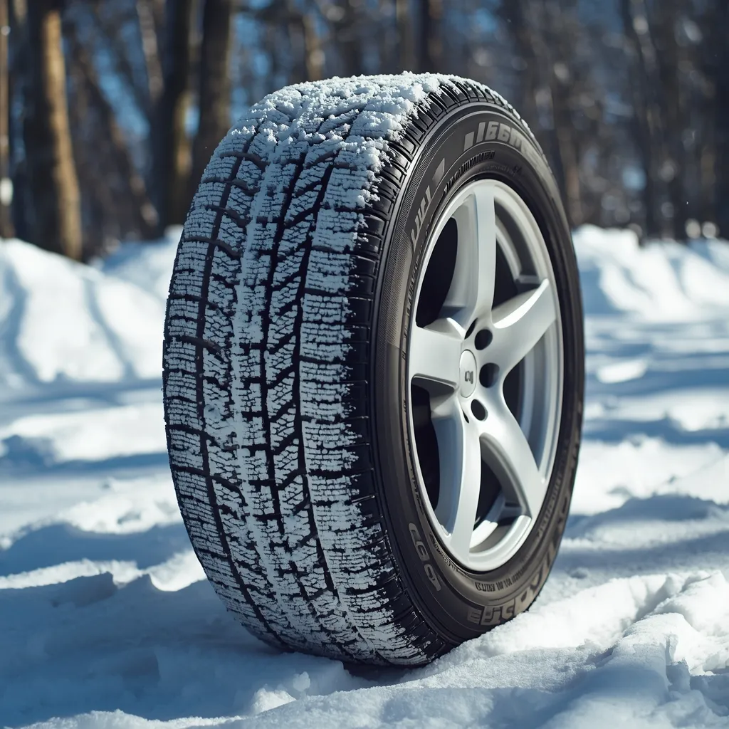 Winter tire tread pattern on snow