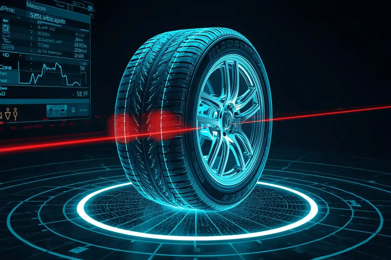 Close up of tire sidewall showing treadwear, traction and temperature ratings